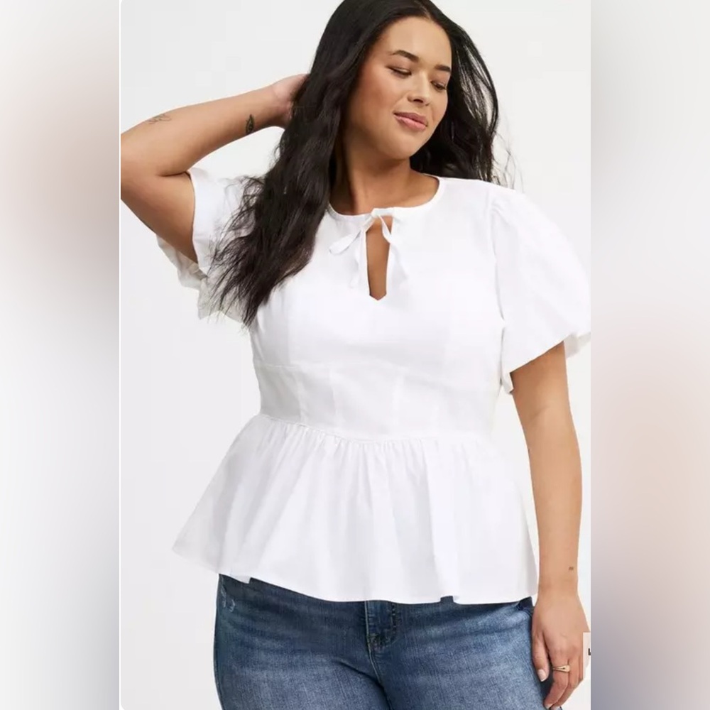 Torrid Peplum Tie-Neck Blouse